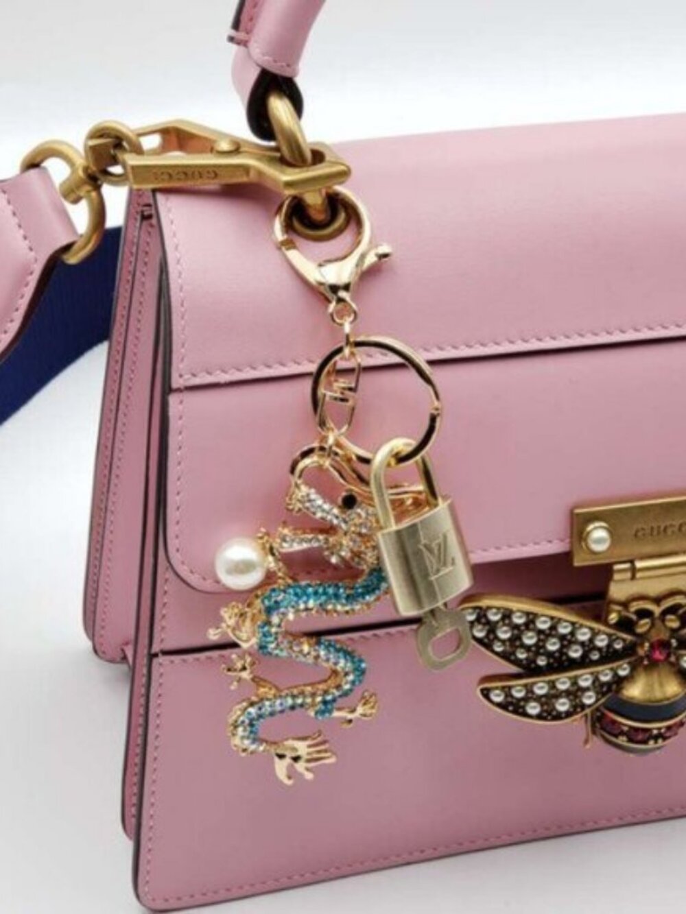 Louis Vuitton Gold Lock & Key 🔑 Authentic LV Unbranded Dragon Keychain Charm - Picture 2 of 8